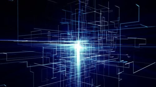 Futuristic Glowing Digital Grid Network Lines Background Loop