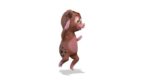 Cute Cartoon Pig Character Dancing Looping Animation