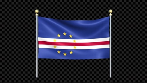 Cape Verde National Flag Waving Animation on Alpha Channel