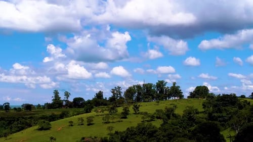 Rolling Green Hills and Blue Sky Landscape