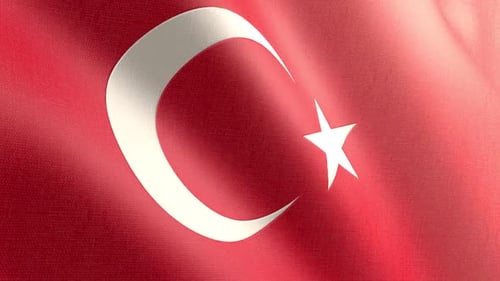 Realistic Turkey Flag Waving Seamless Loop Background