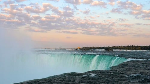 Stunning Niagara Falls Waterfall and Colorful Sky at Dawn
