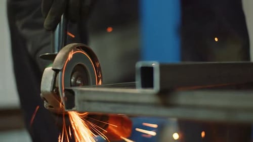 Sparks Fly as Metal is Cut