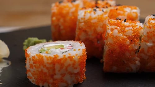 Sushi Roll California Black Slate Plate