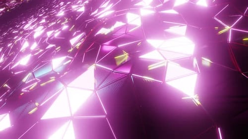 Neonlicht-Dreieck in Geometrie Welle 05 4K