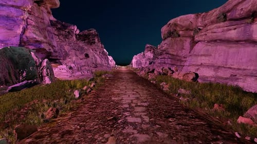 Night Road Among Stone Rocks