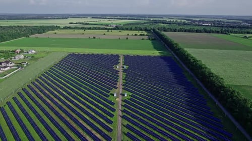 Aerial View of a Solar Panel Array