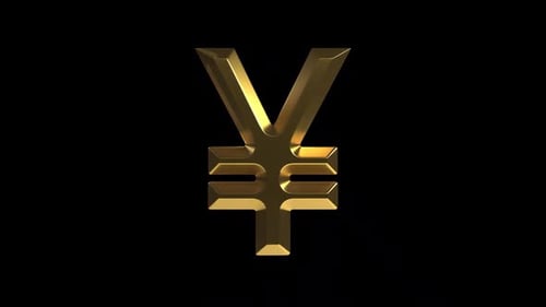 Rotating Golden 3D Yen Yuan Currency Symbol