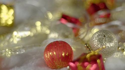 Festive Holiday Christmas Ornaments and Decorations Macro