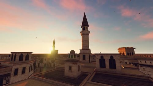 Paysage aérien de la mosquée de la ville