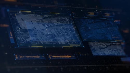 Futuristic HUD Interface Displaying Digital Map Data