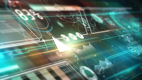 Futuristic Digital HUD Interface with Animated Data Displays