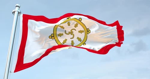 Buddhist Dharma Wheel Flag Waving Animation