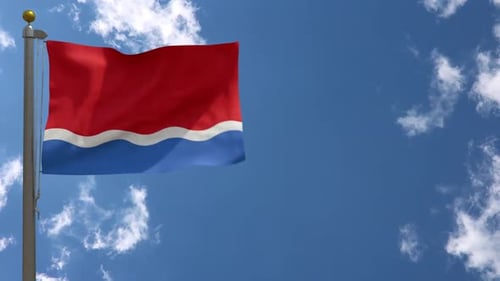 Realistic Waving Flag with Red White and Blue Design