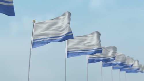 Modern Waving White and Blue Flag Animation