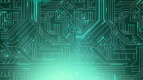 Green glowing circuit board