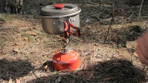 Setting up Camping Stove for Outdoor Cooking