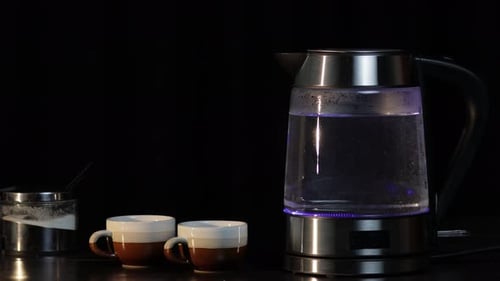 Electric Kettle Boiling Water for Tea or Coffee