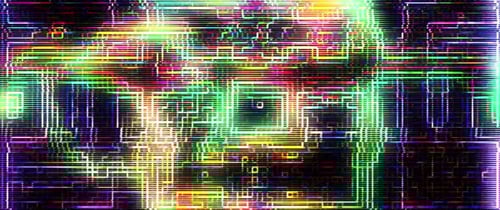 Digital Glitch Grid Lines Tech Background