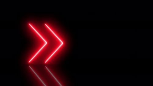 Video animation of glowing neon arrows in red
