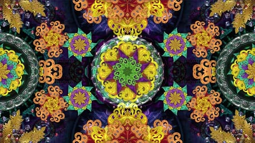 Vibrant Decorative Mandala Kaleidoscope Loop Animation