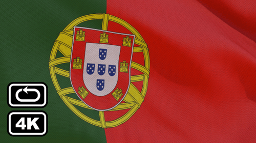 Waving Portugal Flag Realistic Cloth Loop