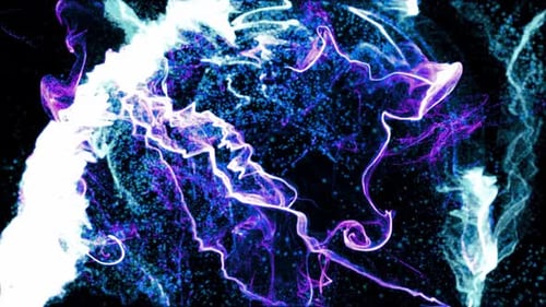 Dynamic Blue and Purple Fluid Particle Energy Loop