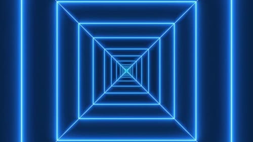 Blue Neon Light Square Tunnel Animated Background