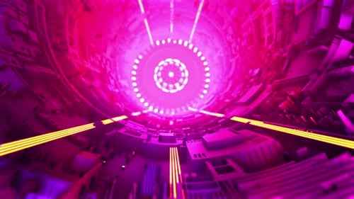 Abstract Futuristic Tunnel with Bright Neon Lights