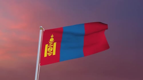 Realistic Waving 3D Mongolia National Flag