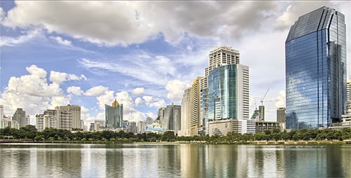 City Skyline Reflected in Tranquil Waters