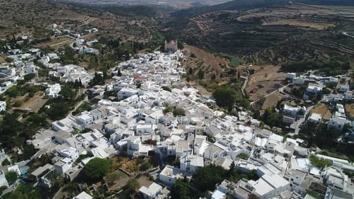 Village of Lefkes on the island of Paros in the Cyclades in Greece from the sky