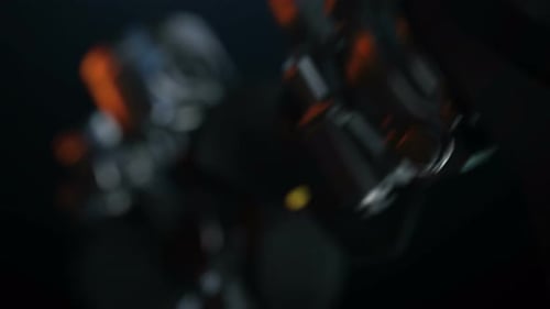 Dynamic Engine Pistons and Gears Moving in Dark Space