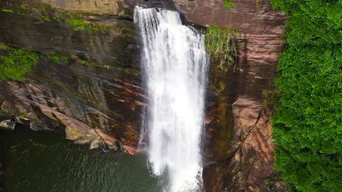 Waterfall in the Tropical Mountain Jungle