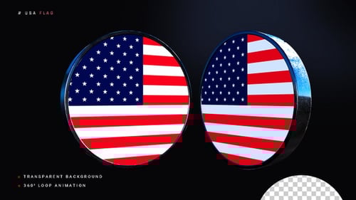 Rotating 3D American Flag Circular Emblem
