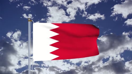 Bahrain National Flag Realistic Waving Animation