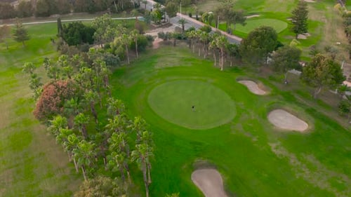 Aerial View. Landscape, Flight Over Golf Course