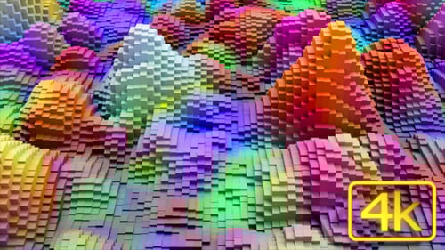 Dynamic Abstract Colorful Cubes Digital Landscape Animation