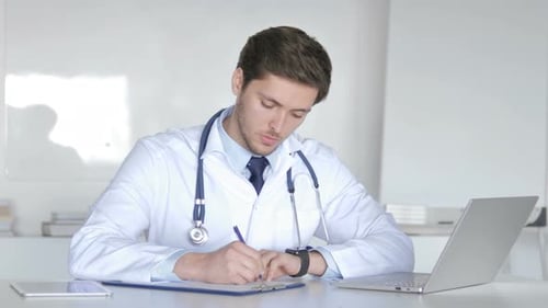 Doctor Writing Prescription for Patient, Medical Documents