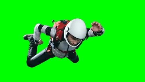 Skydiving Gear Isolated on Green Screen Background