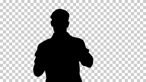 Silhouette Medical doctor dancing and having fun, Alpha Channel