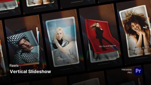 Modern Vertical Slideshow with Prismatic Light Transitions