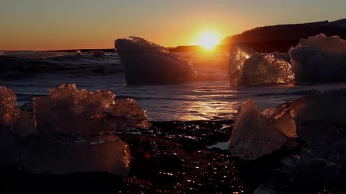 Iceland Black Sand Beach Icebergs