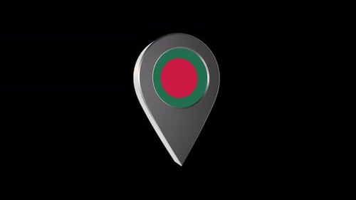 Bangladesh Flag 3D Map Pin Rotation