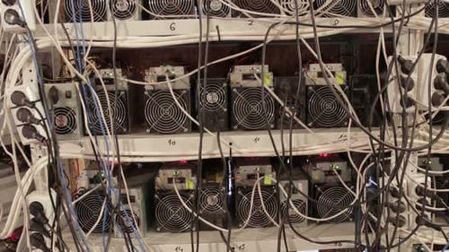 Bitcoin Mining Hardware with Numerous Wires and Devices