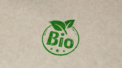Bio Organic Green Leaves Stamp Logo Reveal