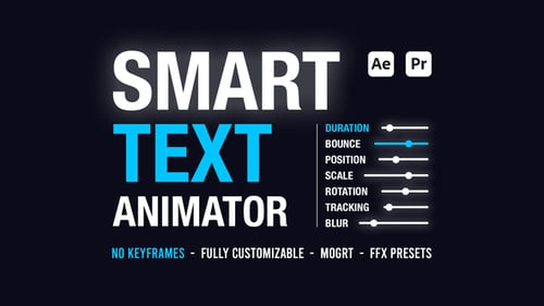Kit de herramientas Smart Text Animator | Títulos animados y ajustes preestablecidos de tipografía para After Effects y Premiere Pro