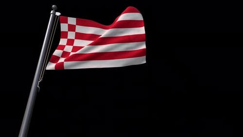 Waving Red and White Checkered Striped Flag Animation