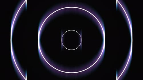 Los marcos circulares brillantes se ensanchan y se mueven rápidamente uno por uno