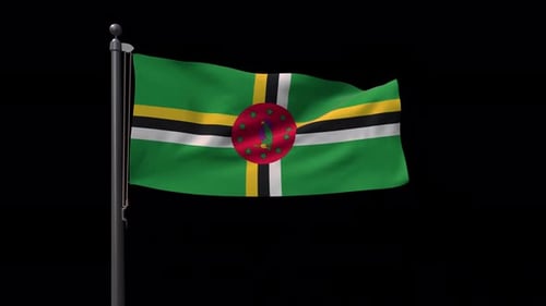 Dominica Flag Waving Animation with Alpha Channel